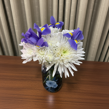 Load image into Gallery viewer, Blue dreams bouquet in Blue Floral Vase