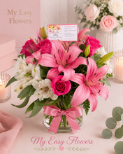 Load image into Gallery viewer, Pink Lily Romance Alstroemeria Vase