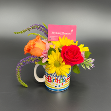 Load image into Gallery viewer, FLORAL Happy Birthday Mug bouquet
