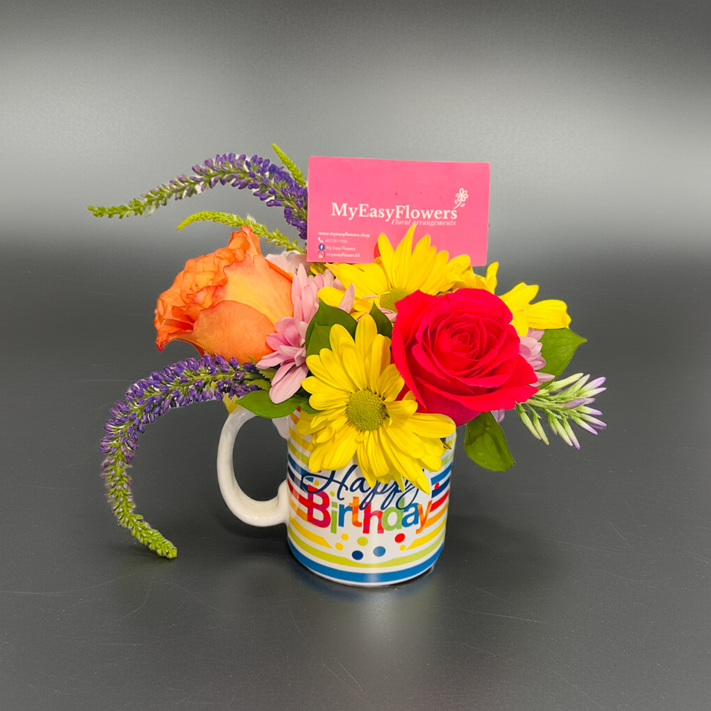 FLORAL Happy Birthday Mug bouquet