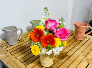 Colorful Bouquet in Pitcher ceramic