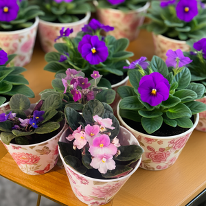 PURPLE VIOLETS in Floral Pot