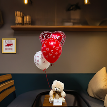 Load image into Gallery viewer, Balloons I Love Bqt and Teddy Bear
