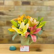 Load image into Gallery viewer, Just because lilies bouquet in Pitcher vase
