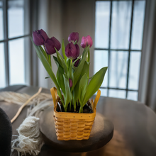 Load image into Gallery viewer, Tulips in bamboo basket 🐣 SMALL
