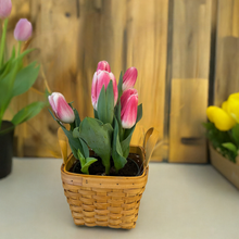 Load image into Gallery viewer, Tulips in bamboo basket 🐣 SMALL
