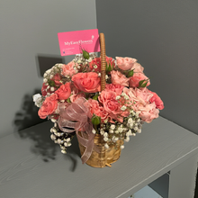 Load image into Gallery viewer, Pink spray roses in small basket 🌸 Best Seller. October edition 🎀
