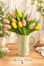 Load image into Gallery viewer, Designer's choice Tulips in Pitcher. - BEST SELLER
