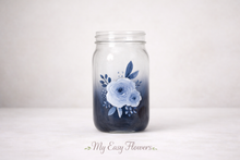 Load image into Gallery viewer, Floral Blue and White bouquet in BLUE vase
