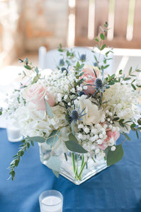 Blush and soft wedding centerpiece